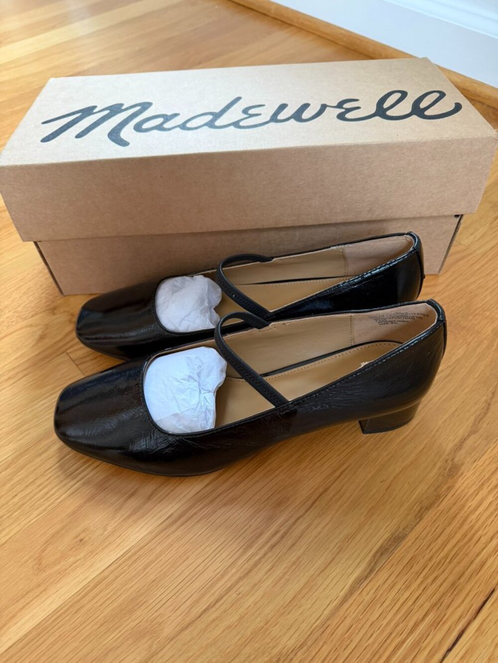 NWT | Madewell SOLD OUT The Greta Pump in Crinkled Patent Leather Black Size 9.5 - Picture 6 of 11